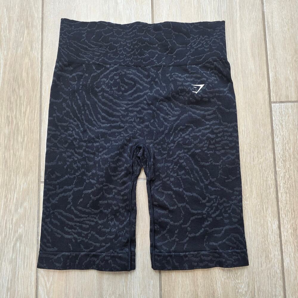 Gymshark Adapt Animal Seamless Shorts Womens L Black High Rise Biker Workout